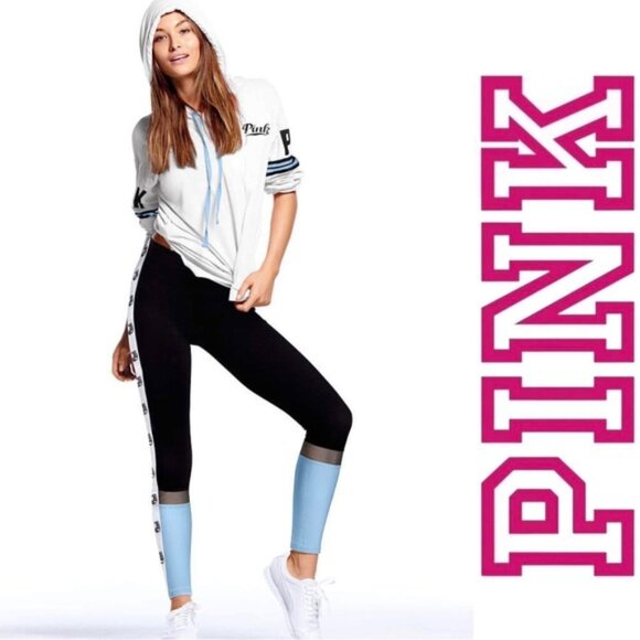 Victoria's Secret PINK | White & Blue Campus Hoodie | Size Extra Small - Picture 1 of 10